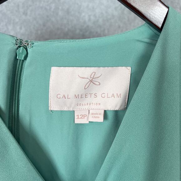 Gal Meets Glam Mint Green Seraphina Crisscross Bodice Midi Dress Size 12 Petite - Picture 10 of 11